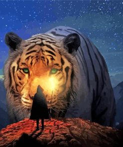 Man And Tiger In The Night Diamond Painting