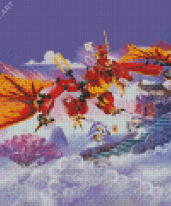 Red Dragon Attack Diamond Painting