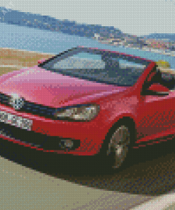 Red Vw Cabriolet Diamond Painting