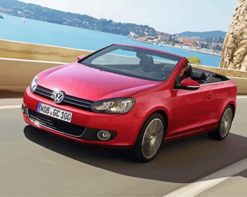 Red Vw Cabriolet Diamond Painting