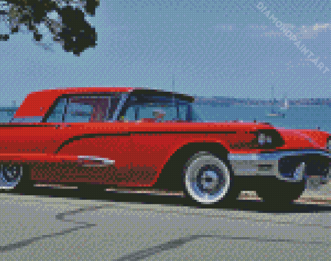 Red Ford Thunderbird Car Diamond Painting