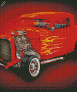 Red Hot Rod Car Diamond Painting