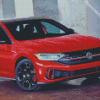 Red Volkswagen Jetta Car Diamond Painting