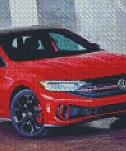 Red Volkswagen Jetta Car Diamond Painting