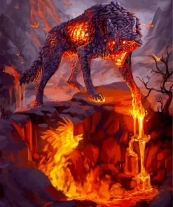 Scary Fire Wolf Diamond Painting