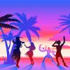 Silhouette Hula Dance Diamond Painting