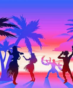 Silhouette Hula Dance Diamond Painting