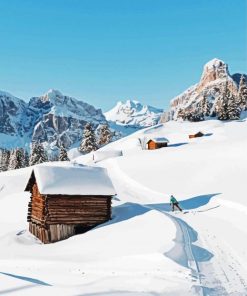 Snowy Dolomites Italy Mountains Diamond Painting