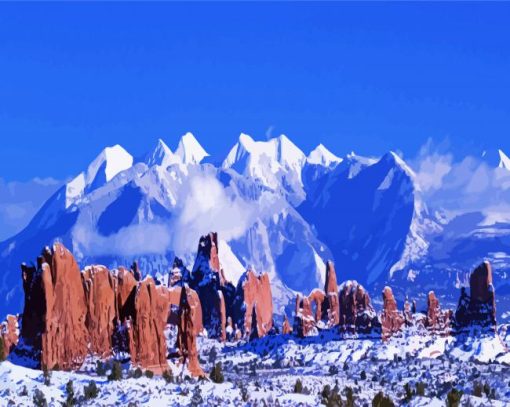 Snowy Mountains Moab Utah Diamond Painting