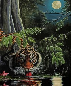 Tiger In The Night Art Diamond Painting