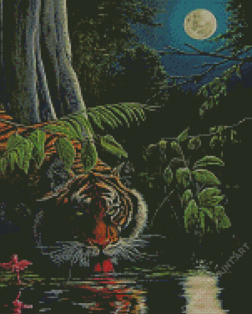 Tiger In The Night Art Diamond Painting