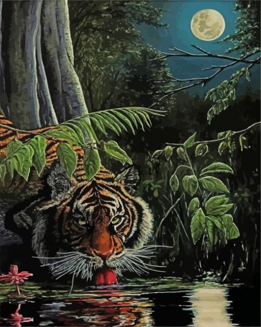 Tiger In The Night Art Diamond Painting