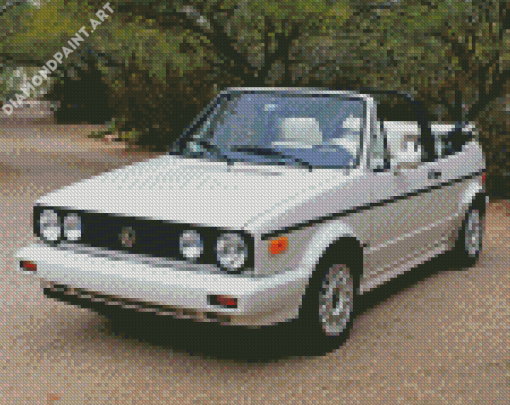 White Vw Cabriolet Diamond Painting