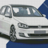 White Vw Golf Car Diamond Painting