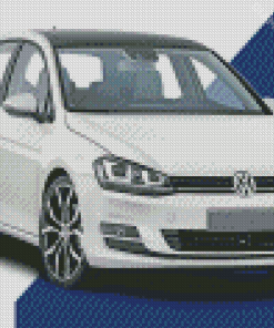 White Vw Golf Car Diamond Painting