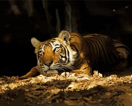 Wild Tiger In The Night Diamond Painting