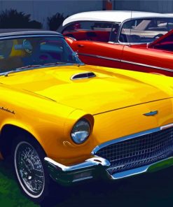 Yellow And Red Thunderbird Cars Diamond Painting