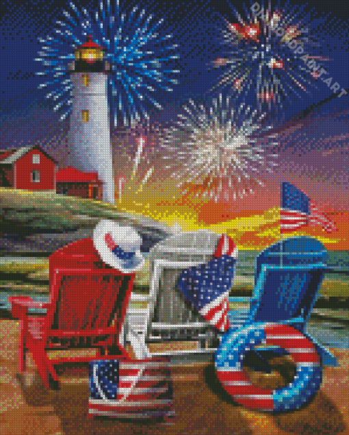 4th Of July Celebration By Sea Art Diamond Painting