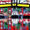 Amsterdam Barges Water Reflection Diamond Painting