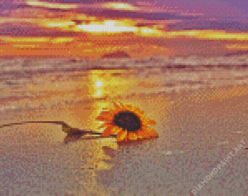 Beach Sunflower Seascape Diamond Painting