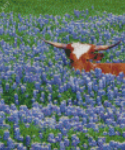 Bluebonnet And Longhorn Diamond Painting