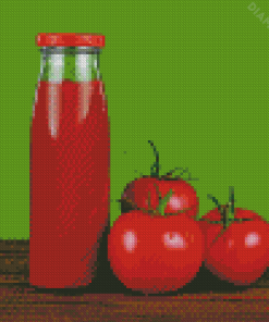 Bottle Of Ketchup And Fresh Tomatoes Diamond Painting