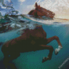 Brown Horse In Water Diamond Painting