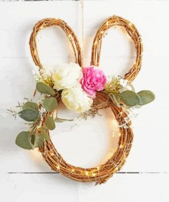 Bunny Easter Wreath Flower Diamond Painting