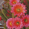 Cactus With Pink Roses Diamond Painting