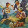 Camping Grandma With Grandchildren Diamond Painting