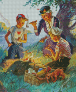 Camping Grandma With Grandchildren Diamond Painting