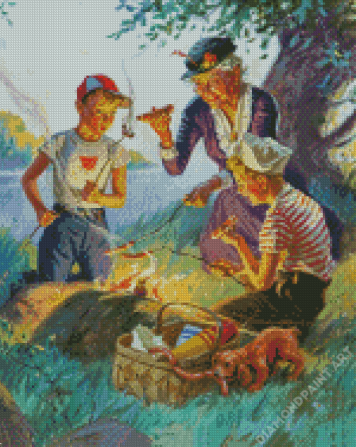 Camping Grandma With Grandchildren Diamond Painting