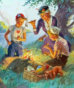 Camping Grandma With Grandchildren Diamond Painting