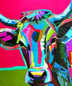 Colourful Cow Abstract Diamond Painting