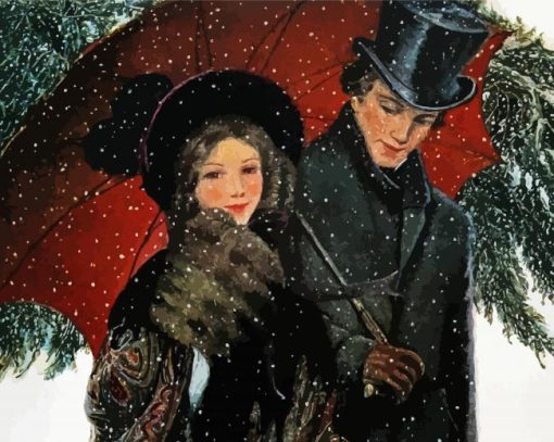 Couple Date In Snow Diamond Painting