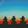 Cowboys And Horses Silhouette At Sunset Diamond Painting