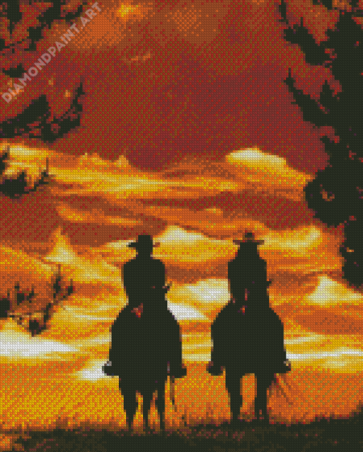 Cowboys And Horses Silhouette Diamond Painting