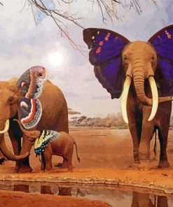 Elephant Butterflies Diamond Painting