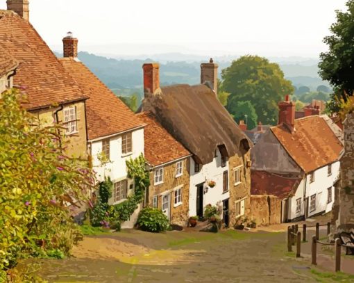 English Village Old Buildings Diamond Painting