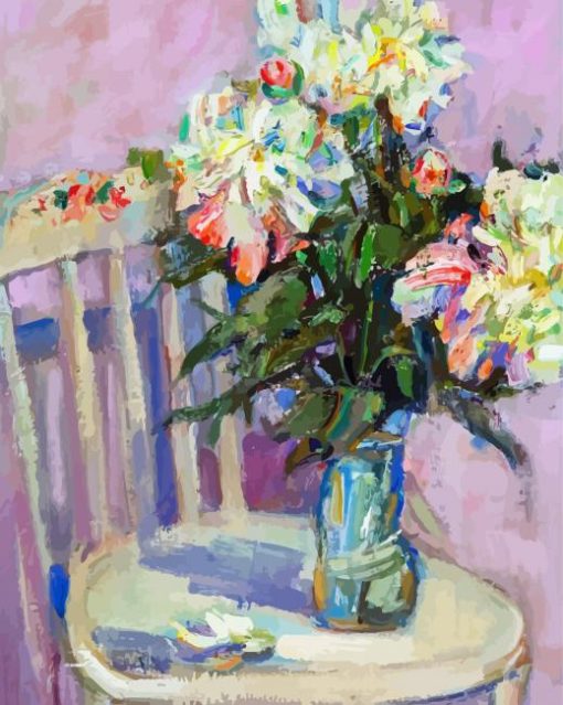 Flowers On Chair Art Diamond Painting