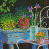 Flowers Vases On Chair Arts Diamond Painting