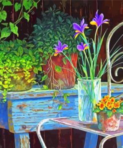 Flowers Vases On Chair Art Diamond Painting