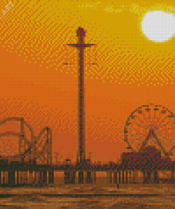 Galveston Island Historic Pleasure Pier Silhouette Diamond Painting