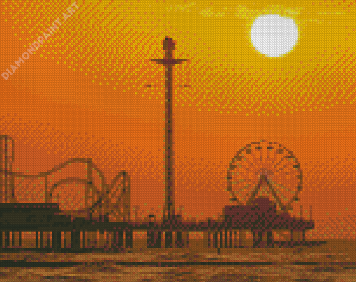 Galveston Island Historic Pleasure Pier Silhouette Diamond Painting