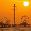 Galveston Island Historic Pleasure Pier Silhouette Diamond Painting