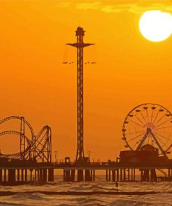 Galveston Island Historic Pleasure Pier Silhouette Diamond Painting