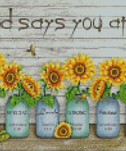 God Says You Are Sunflowers In A Vase Diamond Painting