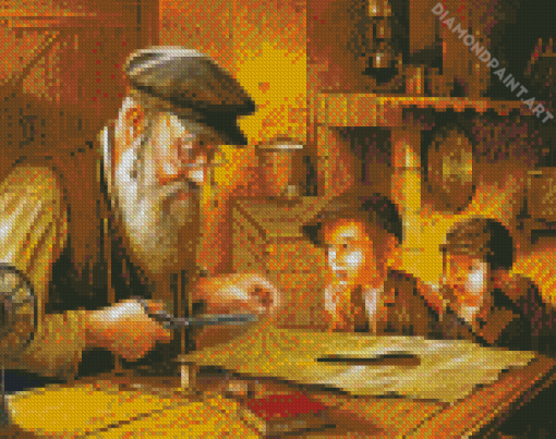 Grandfather And His Grandchildren Diamond Painting