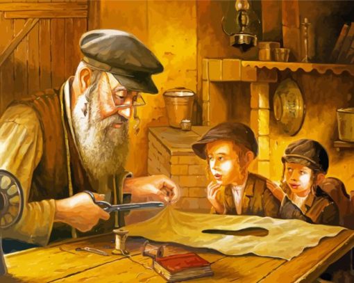 Grandfather And His Grandchildren Diamond Painting