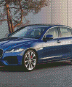 Jaguar Xf Blue Car Diamond Painting